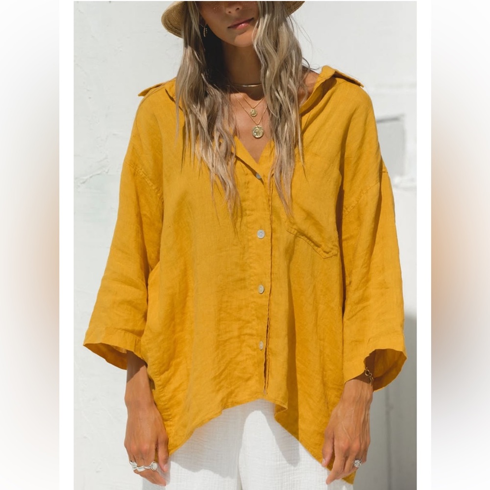 SOLAI THE LABEL LINEN TOP